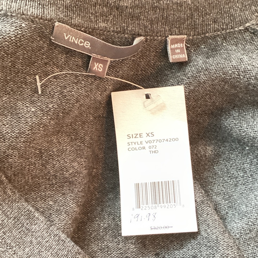 Vince Charcoal V-Neck Women's Sweater - Picture 2 of 4